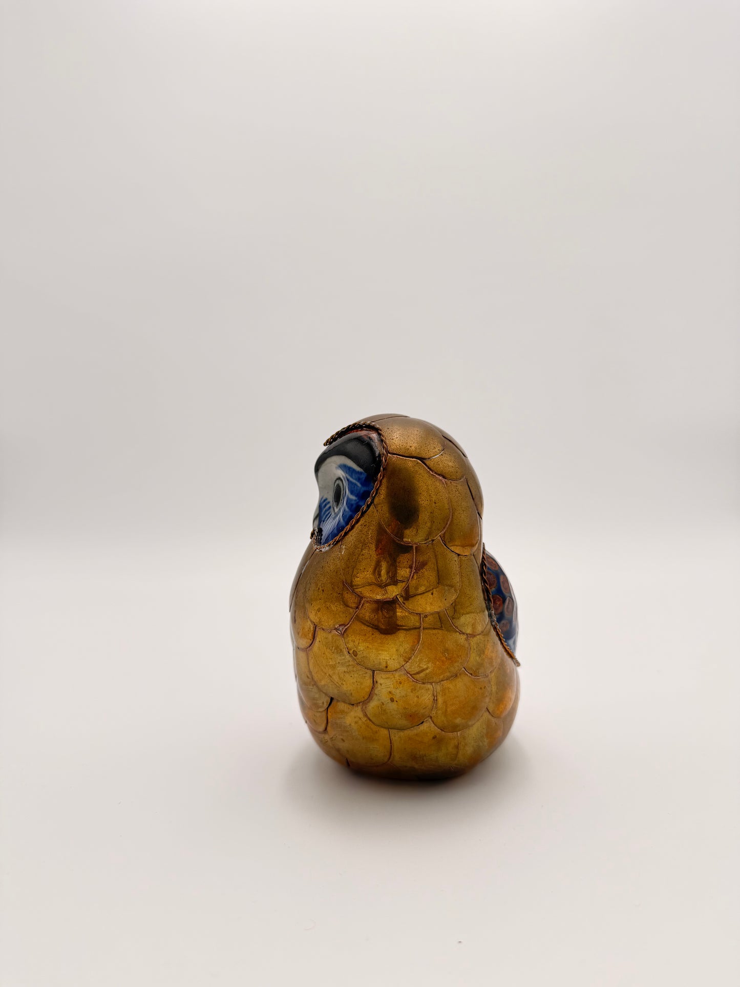 Vintage Sergio Bustamante Style Brass Ceramic Owl